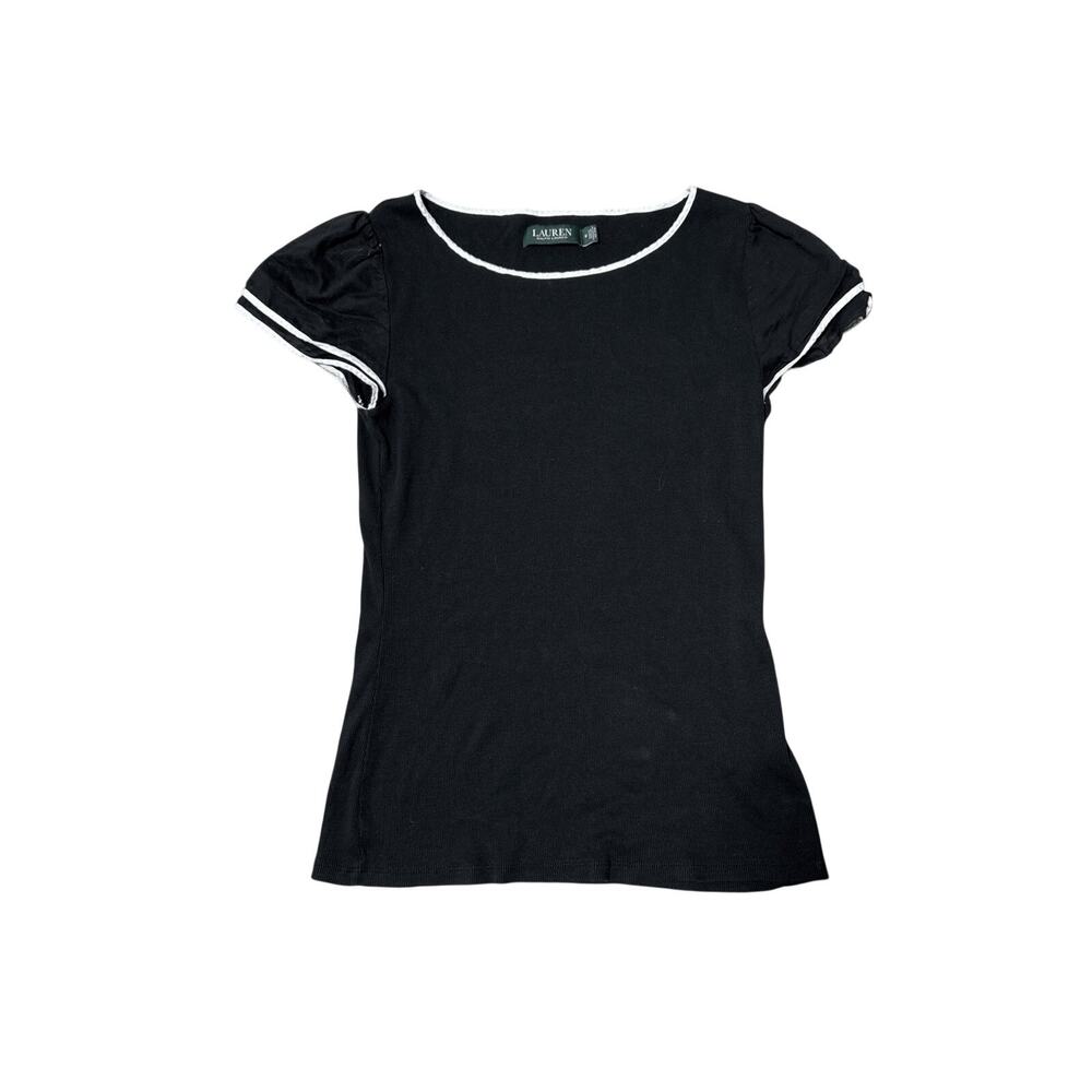 Lauren Ralph Lauren Black Cotton Tipped Cap Sleeve Vintage